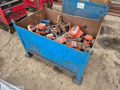 Qty 2t, 1.5t & 1t Chain Hoists and Grider Skates, Lifting Eyes, c/w Steel Stillage - 10