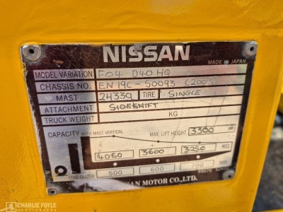 2003 Nissan F04D40HQ 4ton Diesel Forklift - 10