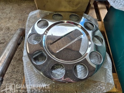 Qty Misc Parts - Hub Caps, Straps, Buckles, Brake Pads & Container Lock - 2