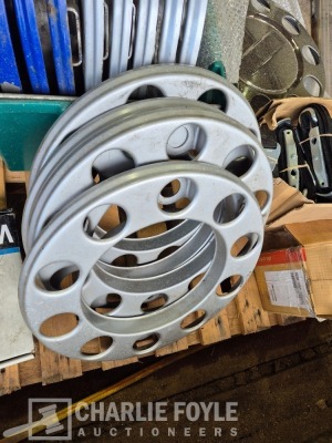 Qty Misc Parts - Hub Caps, Straps, Buckles, Brake Pads & Container Lock - 6