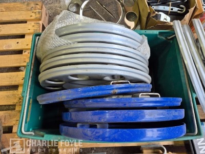 Qty Misc Parts - Hub Caps, Straps, Buckles, Brake Pads & Container Lock - 7