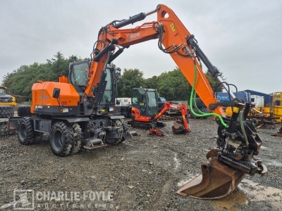 2023 Doosan DX100W-7 Wheeled Excavator & Steelwrist Tilt Attachment